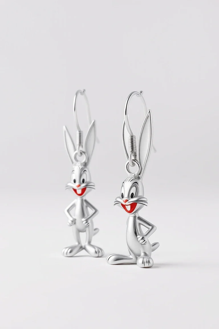 Sterling Silver Bugs Bunny Earrings