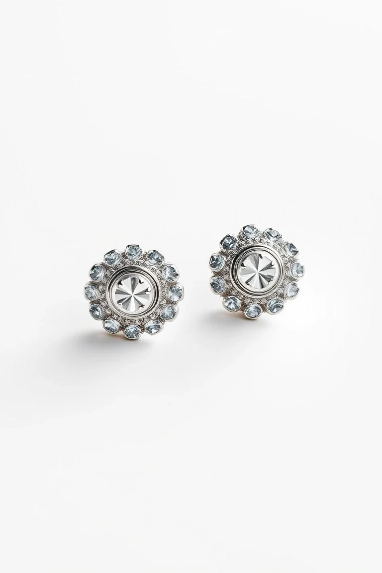 Sterling Silver Button Earrings