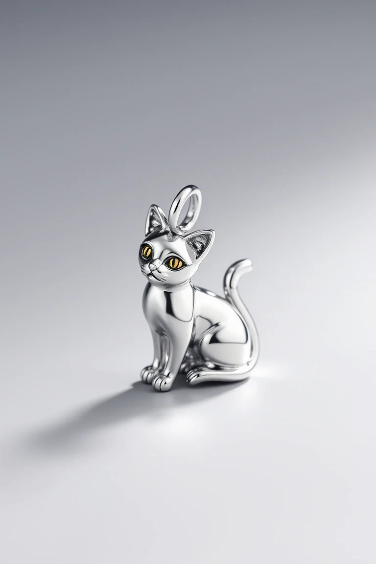 Sterling Silver Cat Charm