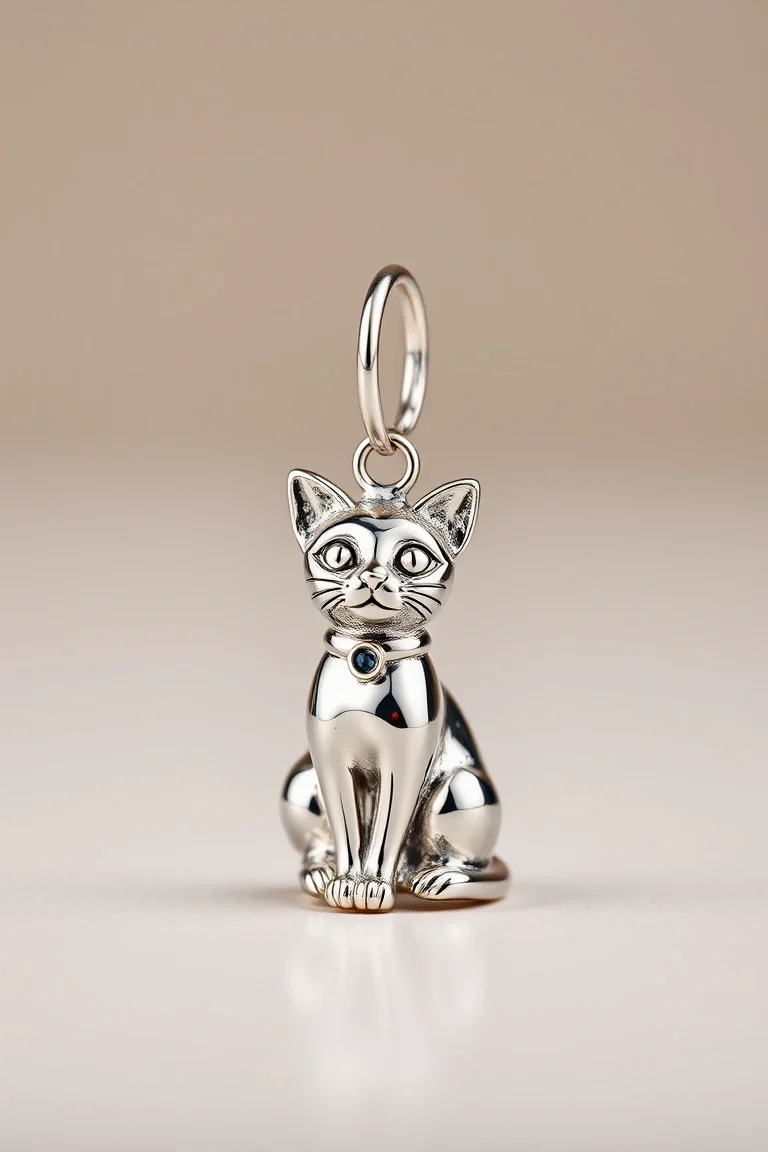 Sterling Silver Cat Charmholder