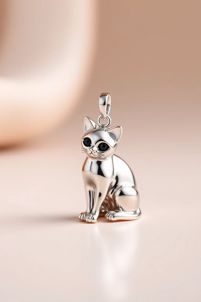 Sterling Silver Cat With Onyx