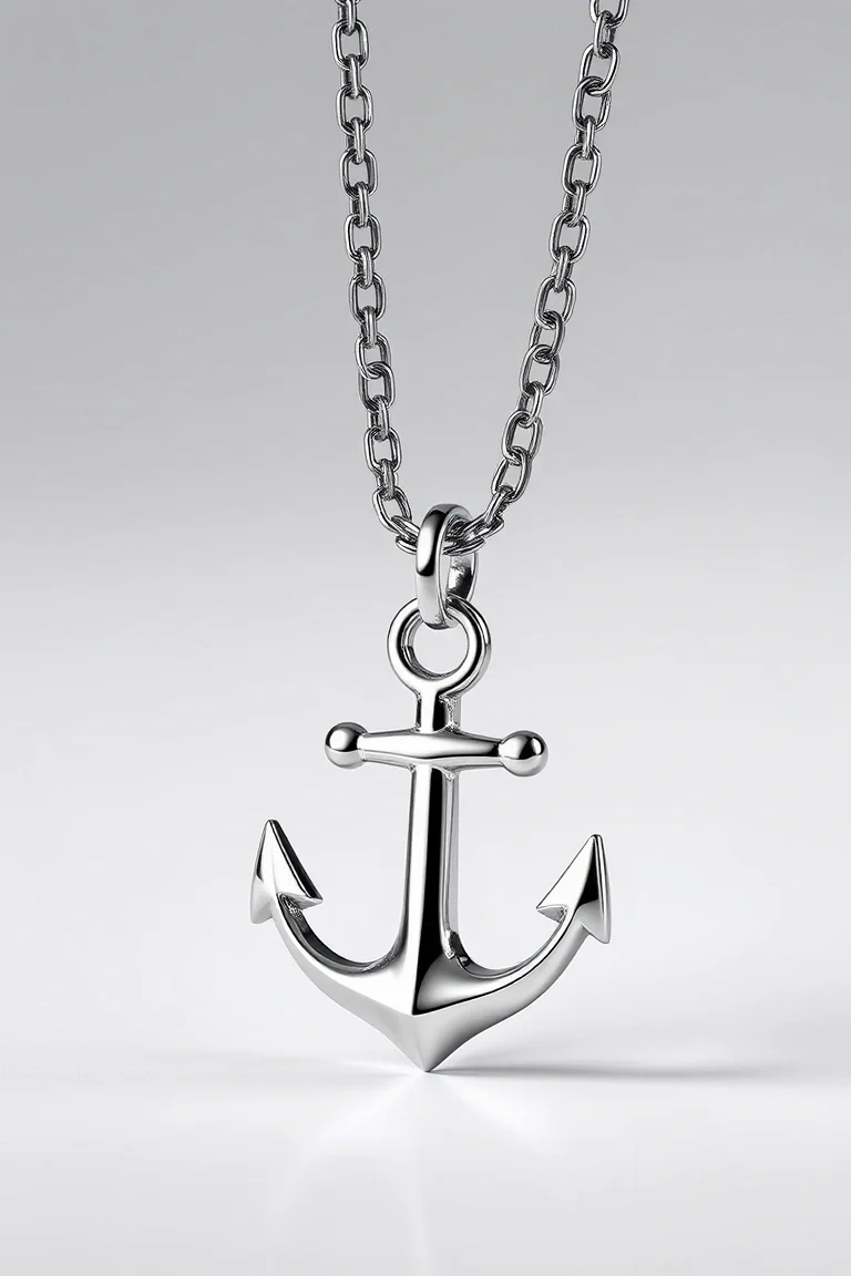 Sterling Silver Concave Anchor Chain 8 In.