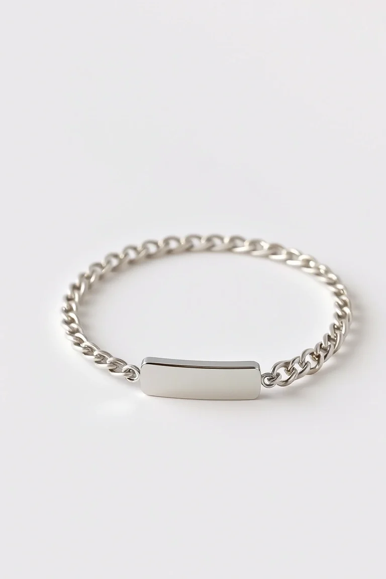 Sterling Silver Curb Id Bracelet