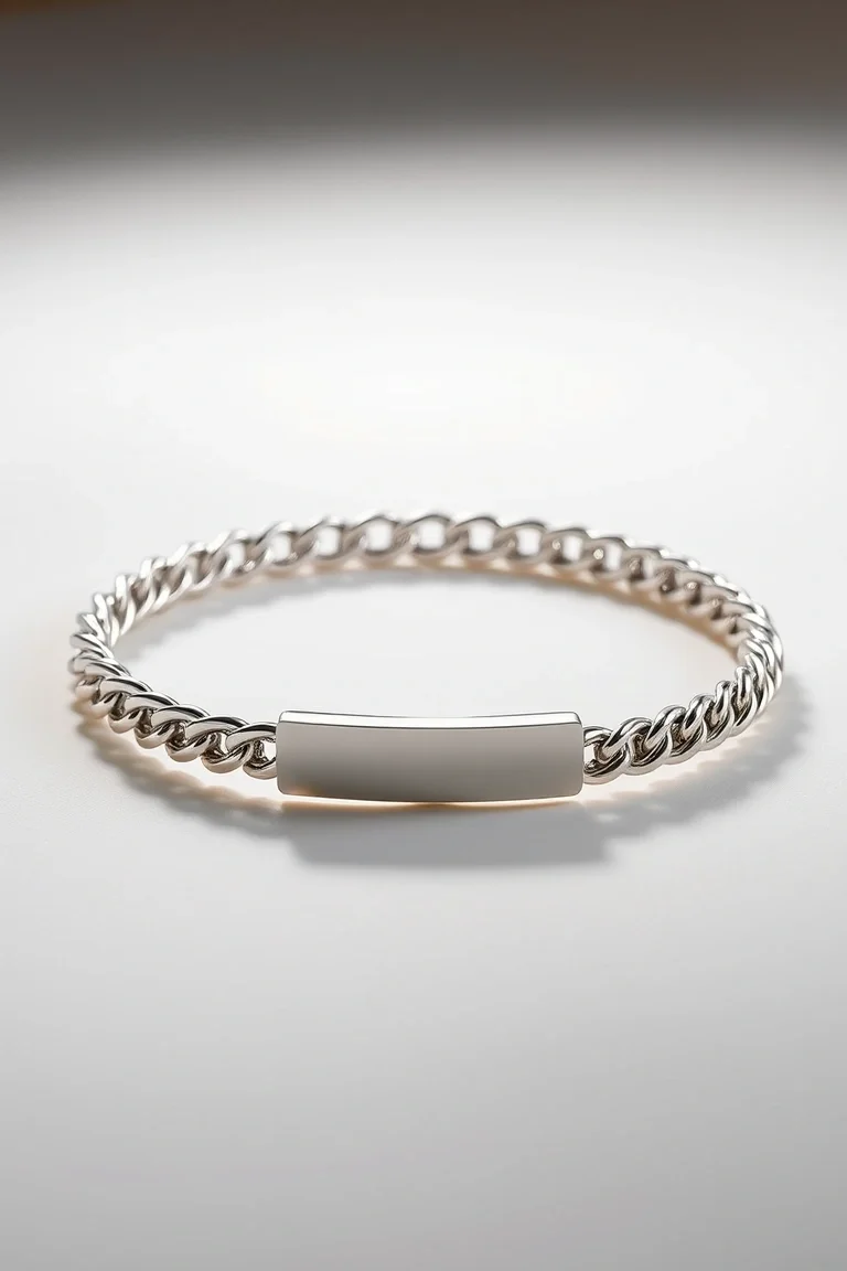 Sterling Silver Curb Id Bracelet 8 In.