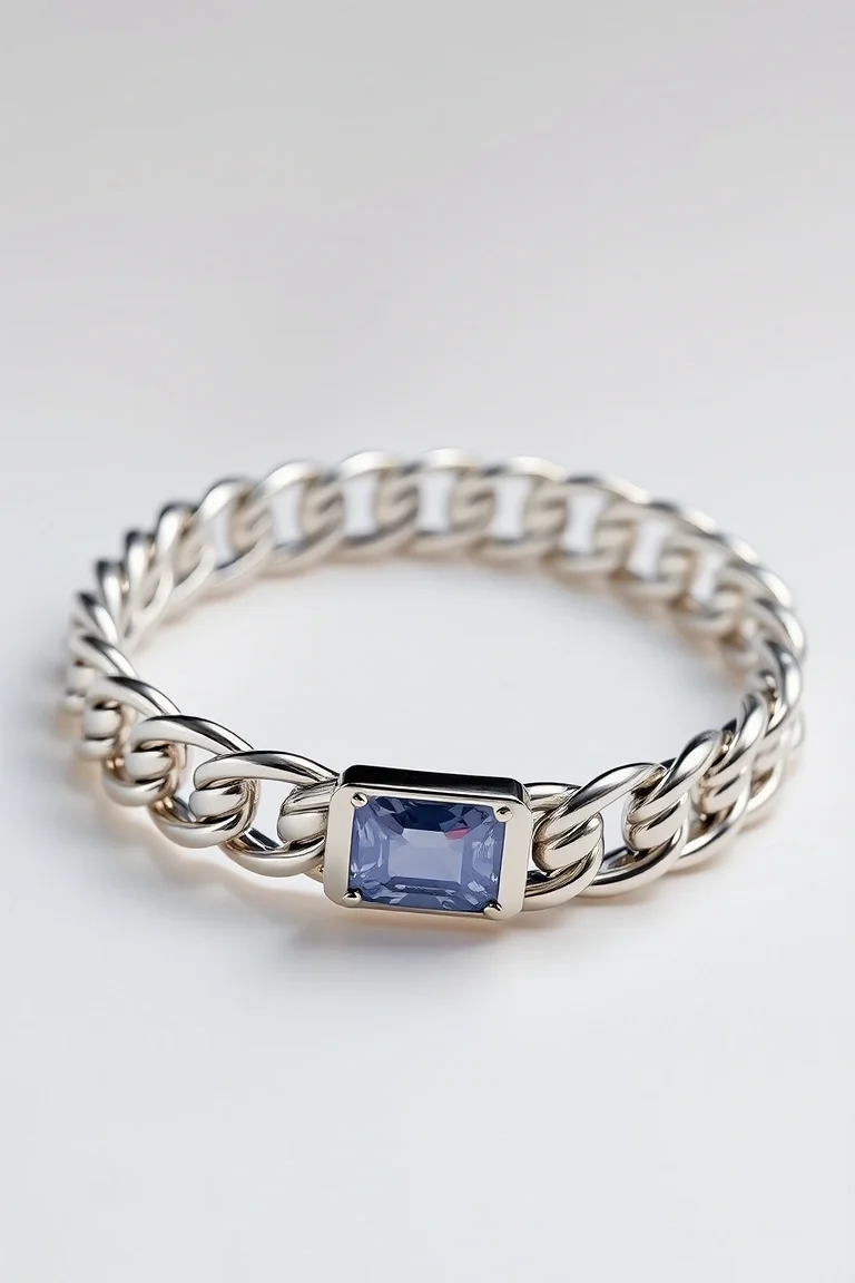 Sterling Silver Curb Id Bracelet 8 In.