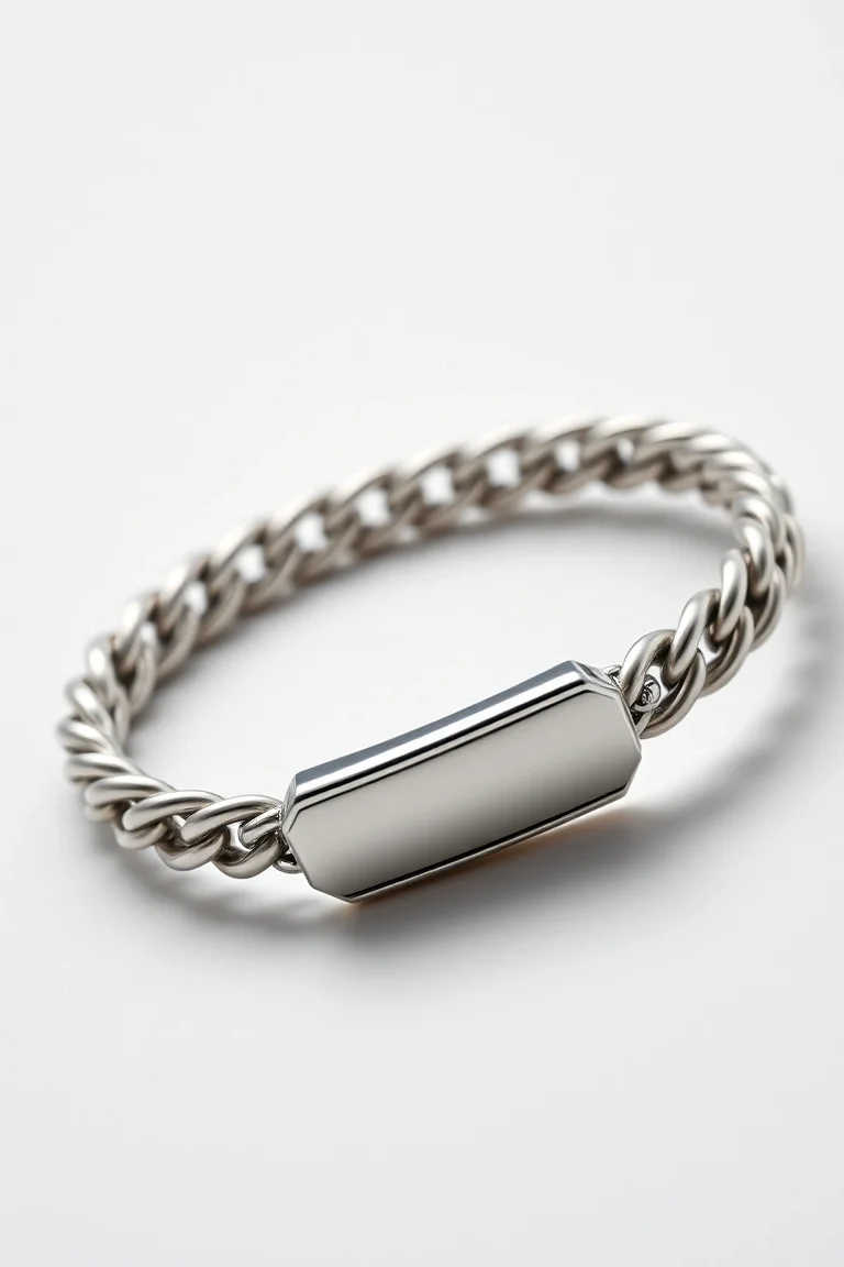 Sterling Silver Curb Id Bracelet 8 In.