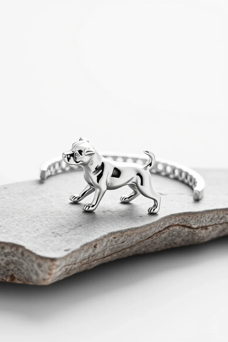 Sterling Silver Dog Bracelet 7 In.