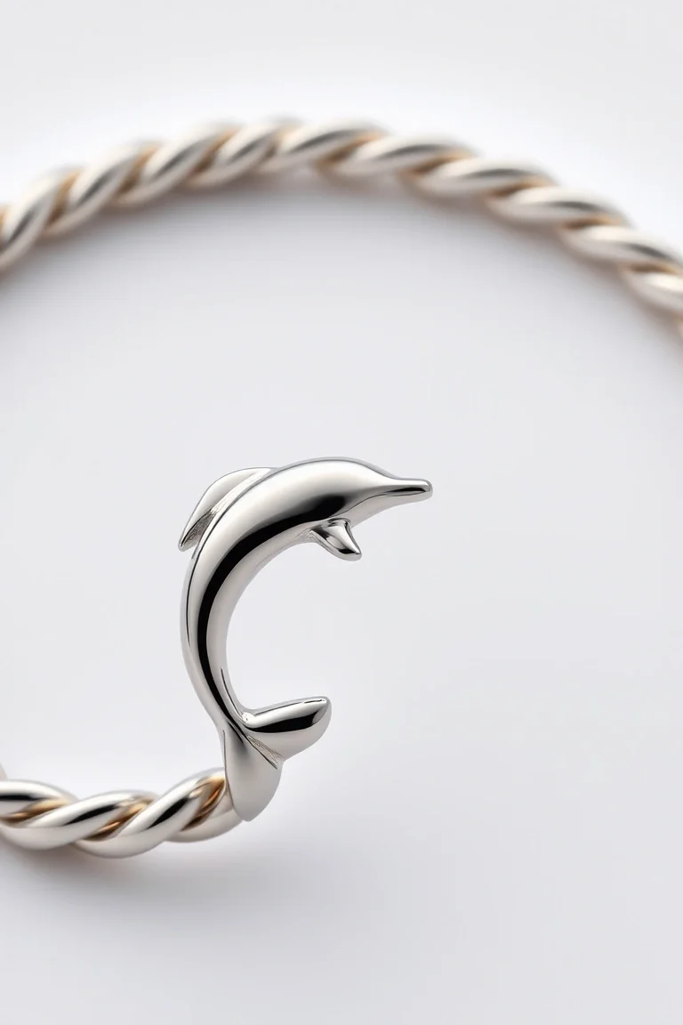 Sterling Silver Dolphin Bracelet 7 In.