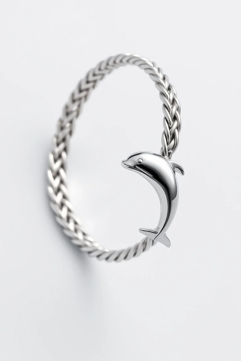 Sterling Silver Dolphin Bracelet 7 In.
