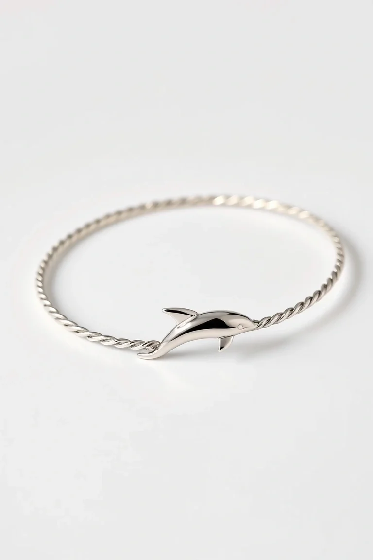 Sterling Silver Dolphin Bracelet 7 In.