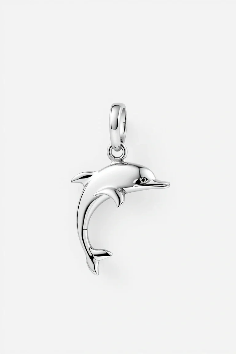 Sterling Silver Dolphin With Onyx
