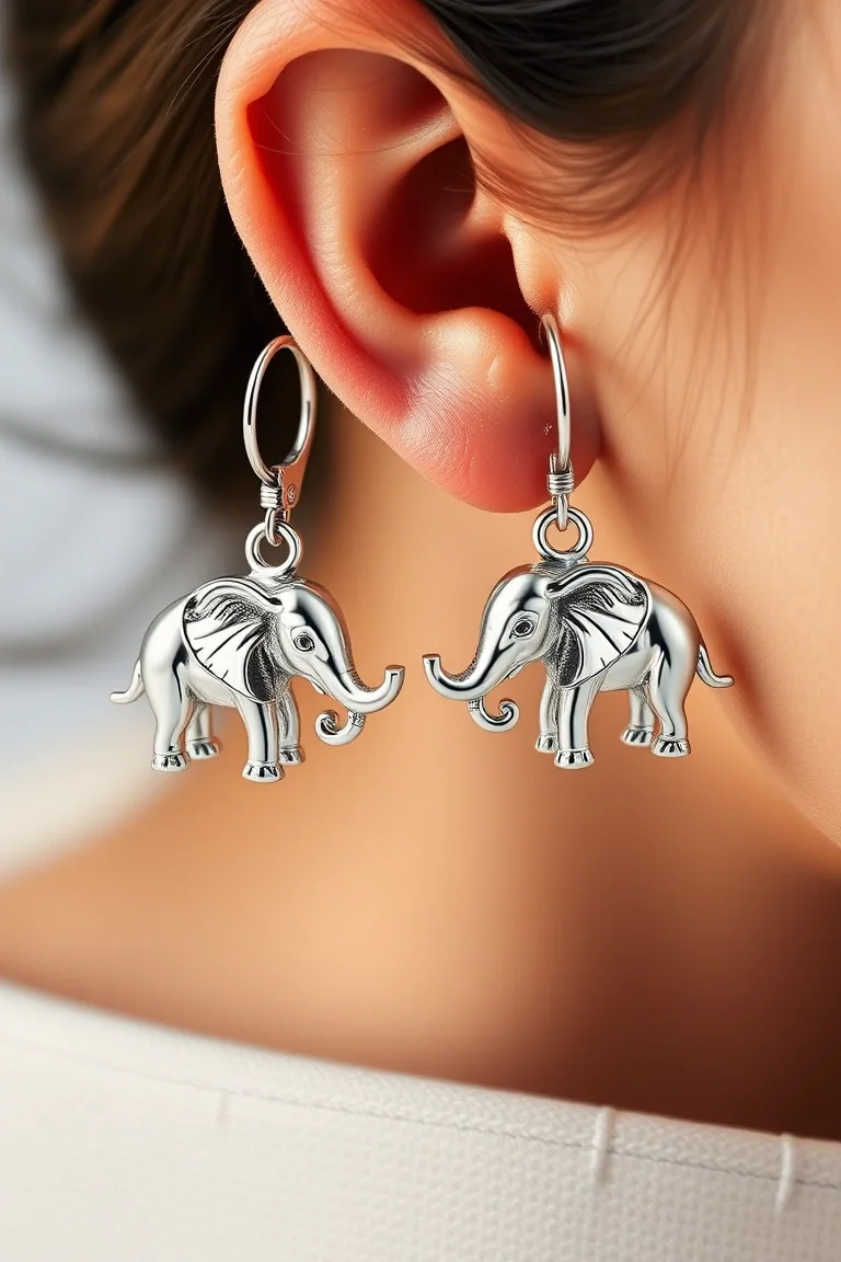 Sterling Silver Elephant Earrings