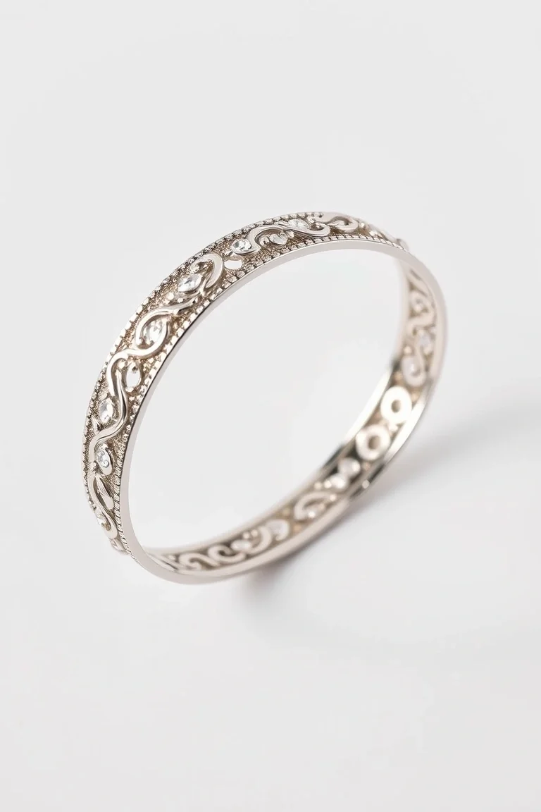 Sterling Silver Fancy Bangle