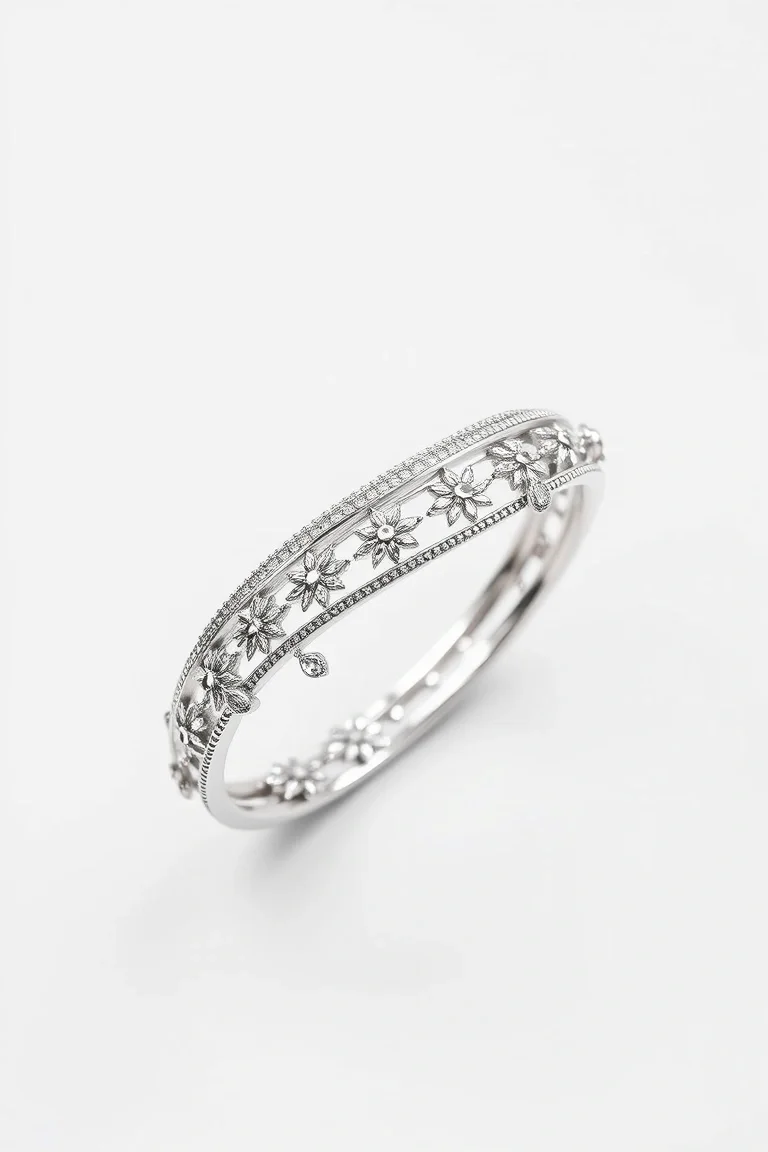 Sterling Silver Fancy Bangle