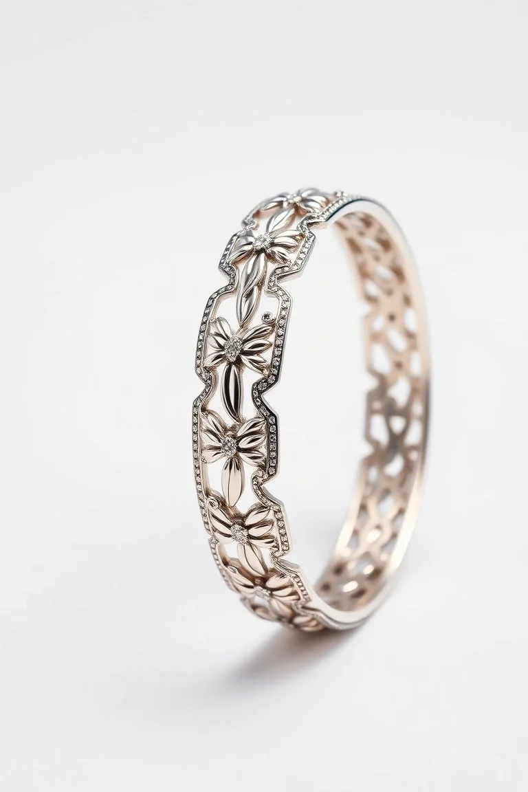 Sterling Silver Fancy Bangle