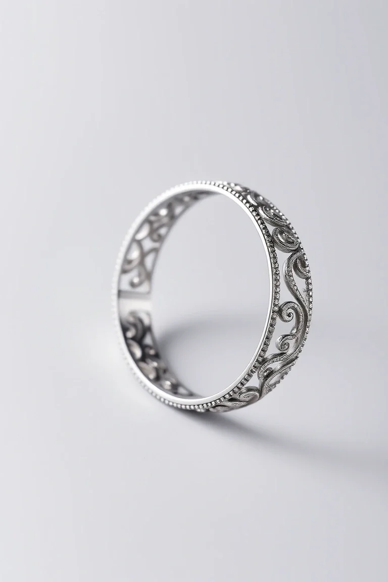 Sterling Silver Fancy Bangle