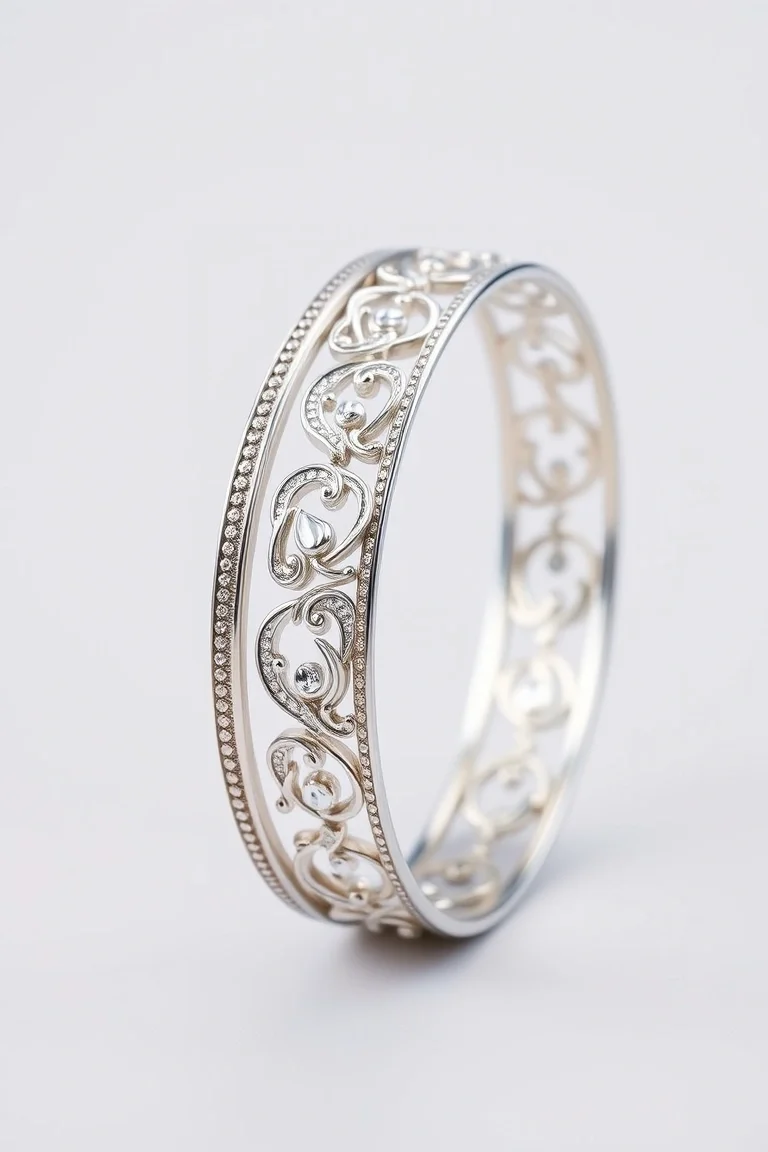 Sterling Silver Fancy Bangle