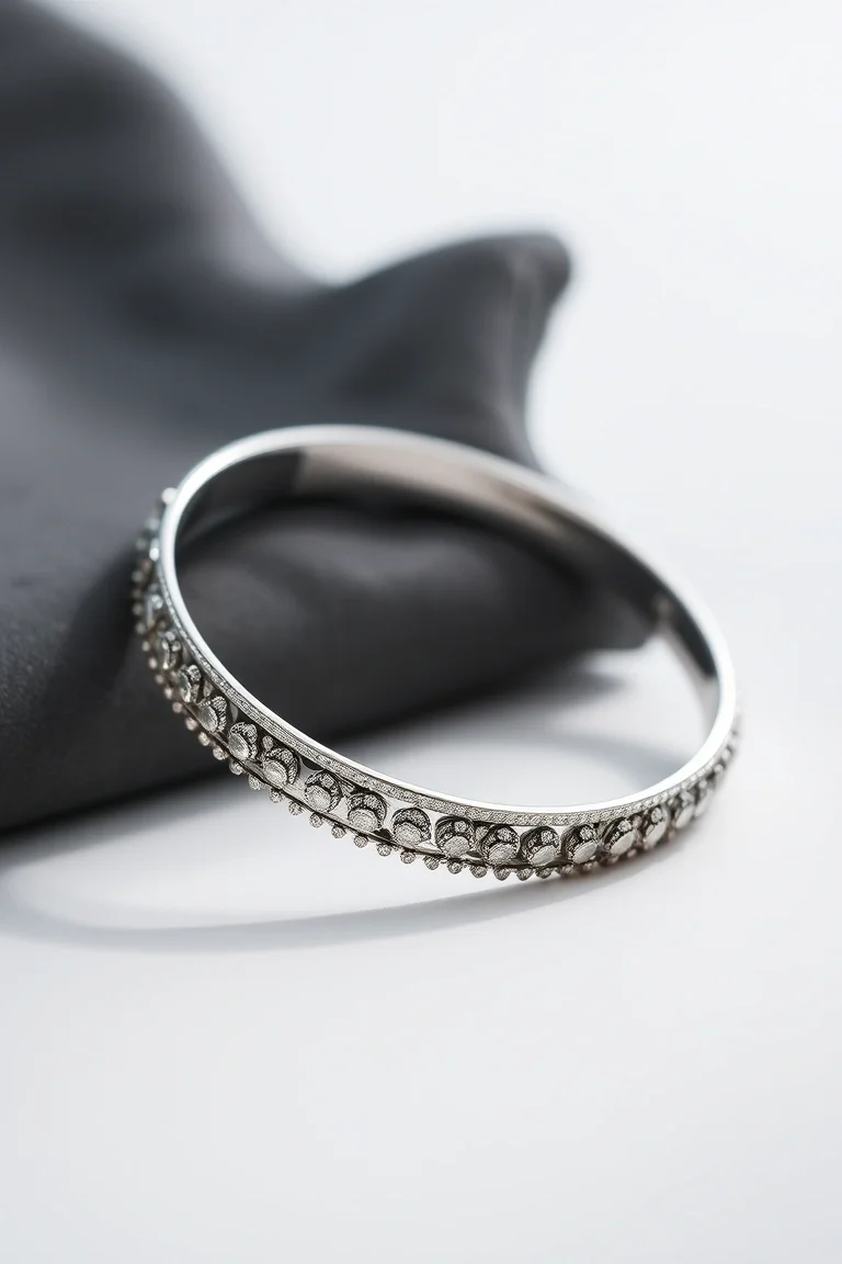 Sterling Silver Fancy Bangle
