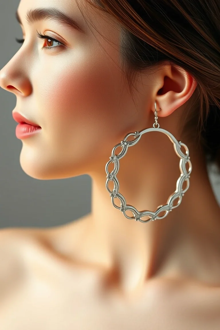 Sterling Silver Fancy Hoop
