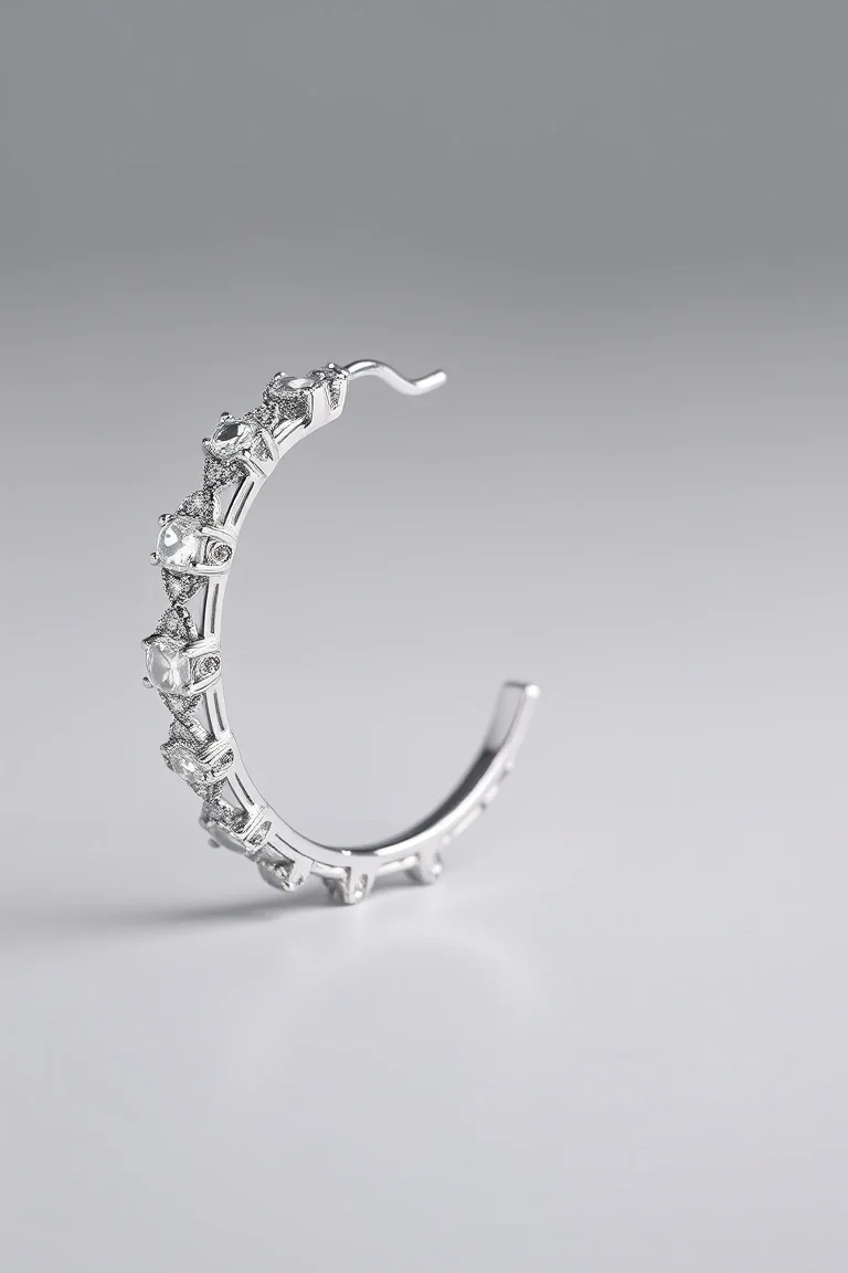 Sterling Silver Fancy Hoop