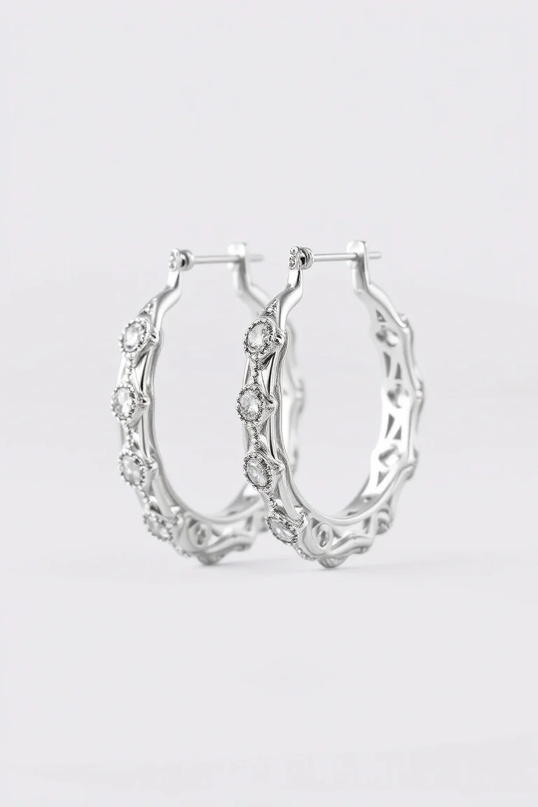 Sterling Silver Fancy Hoop