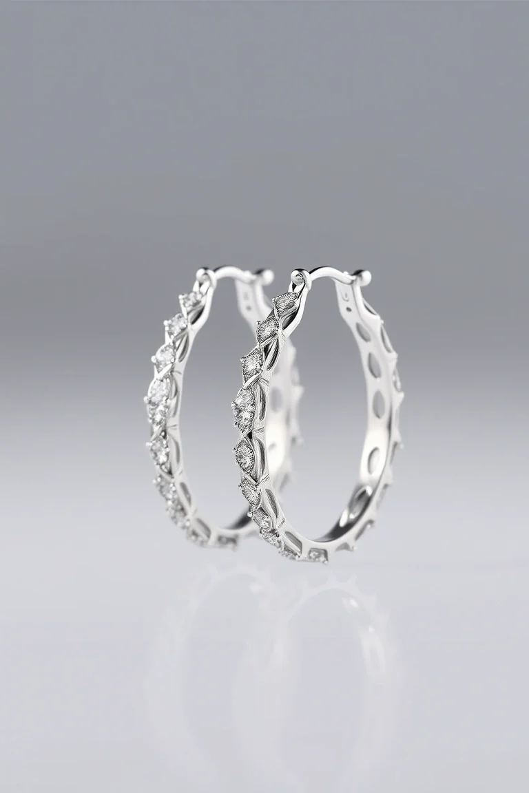 Sterling Silver Fancy Hoop