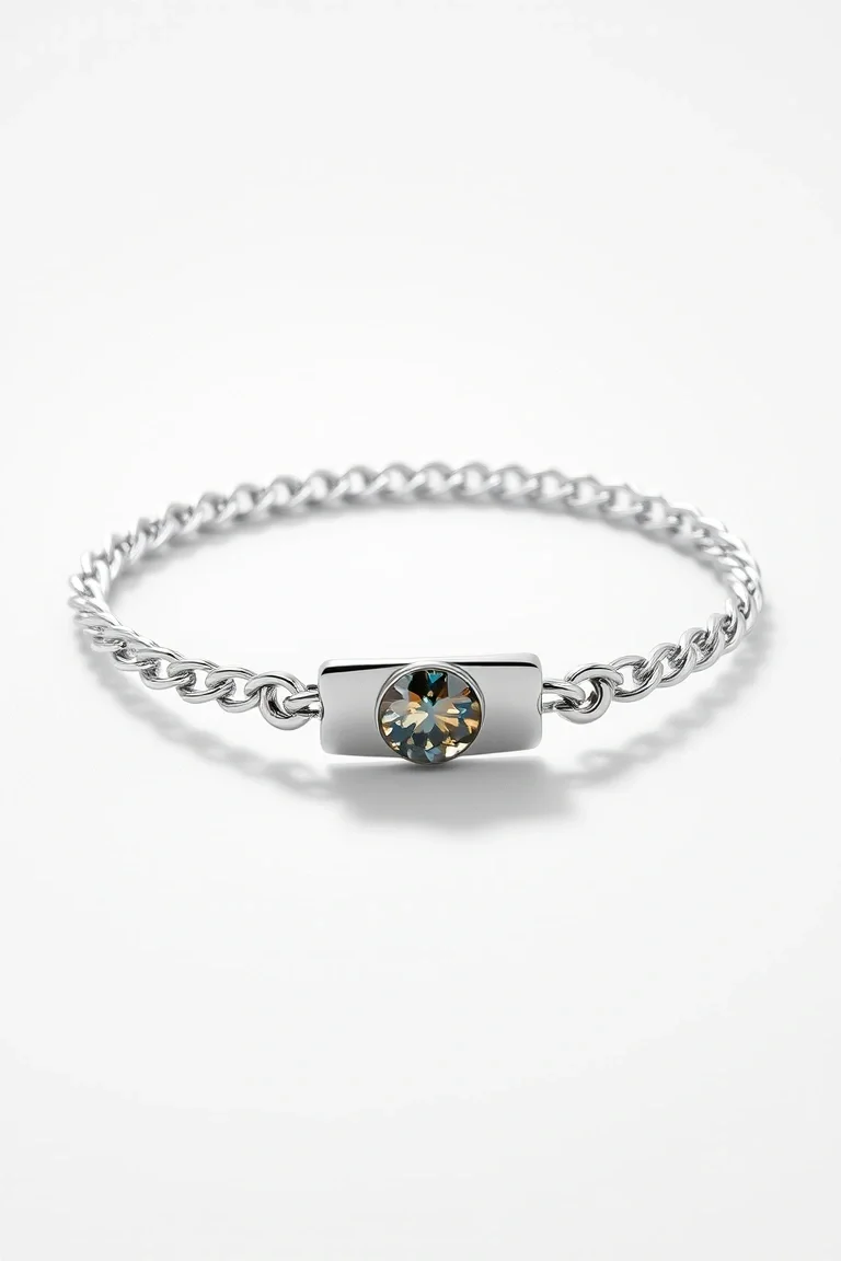 Sterling Silver Figaro Id Bracelet 8 In.