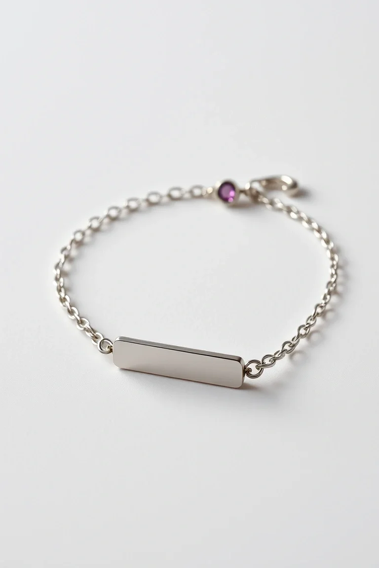 Sterling Silver Figaro Id Bracelet 8 In.