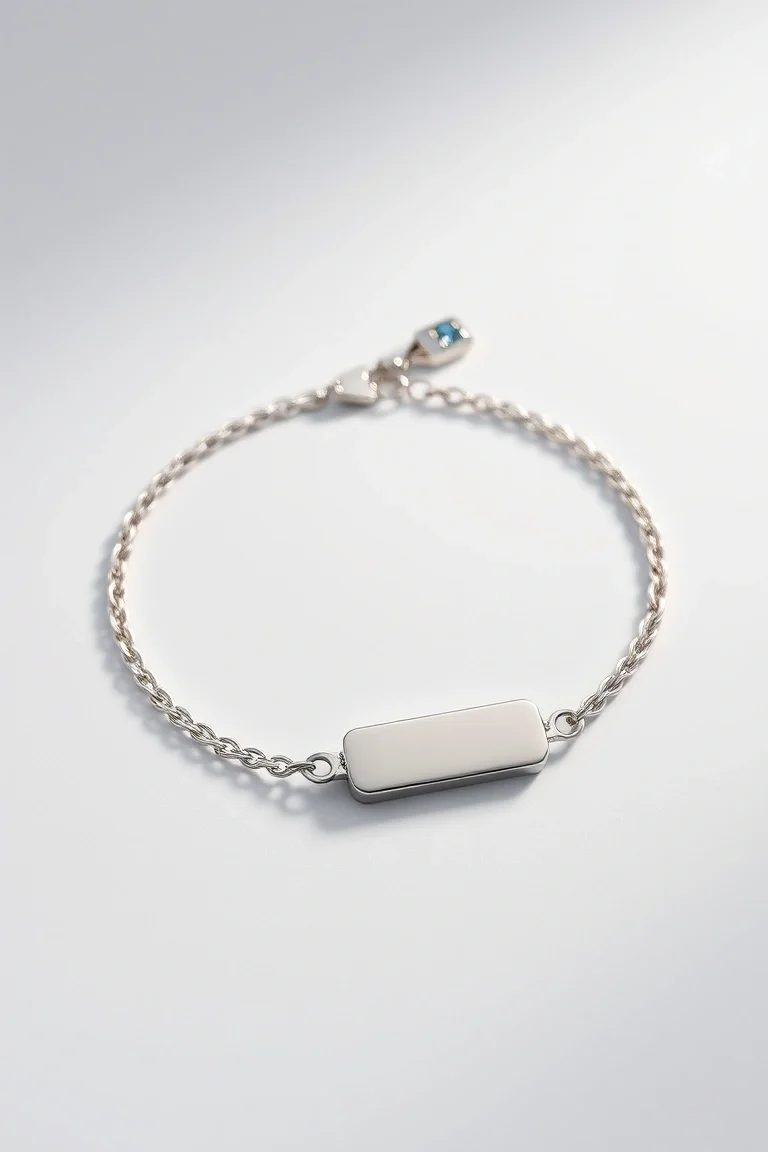 Sterling Silver Figaro Id Bracelet 8 In.