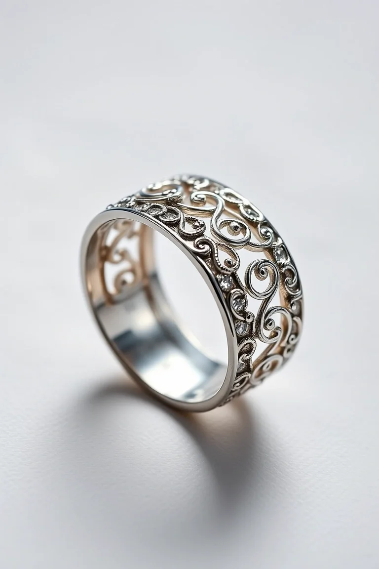 Sterling Silver Filigree Ring/Size 6