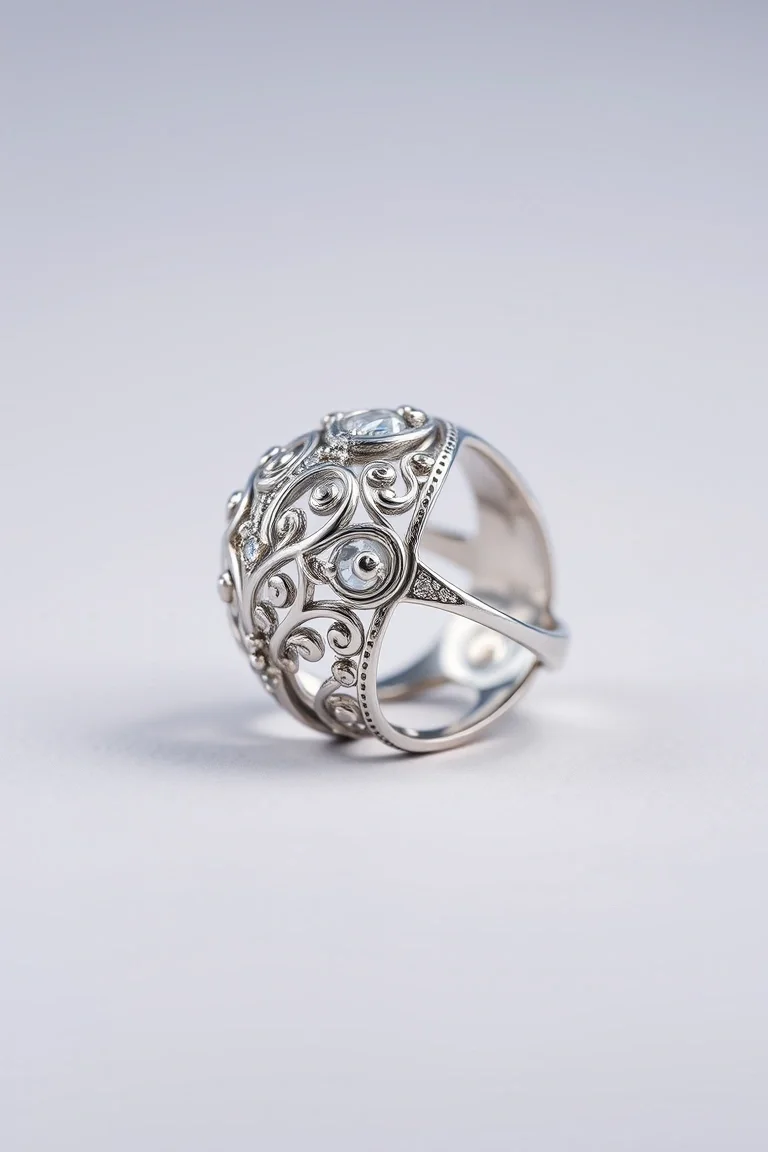 Sterling Silver Filigree Ring/Size 6
