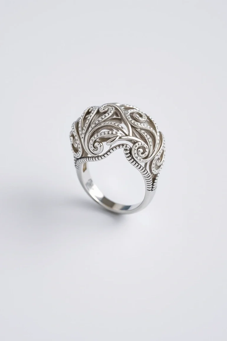 Sterling Silver Filigree Ring/Size 6