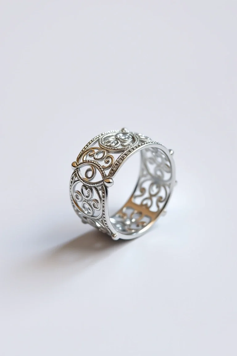 Sterling Silver Filigree Ring/Size 6