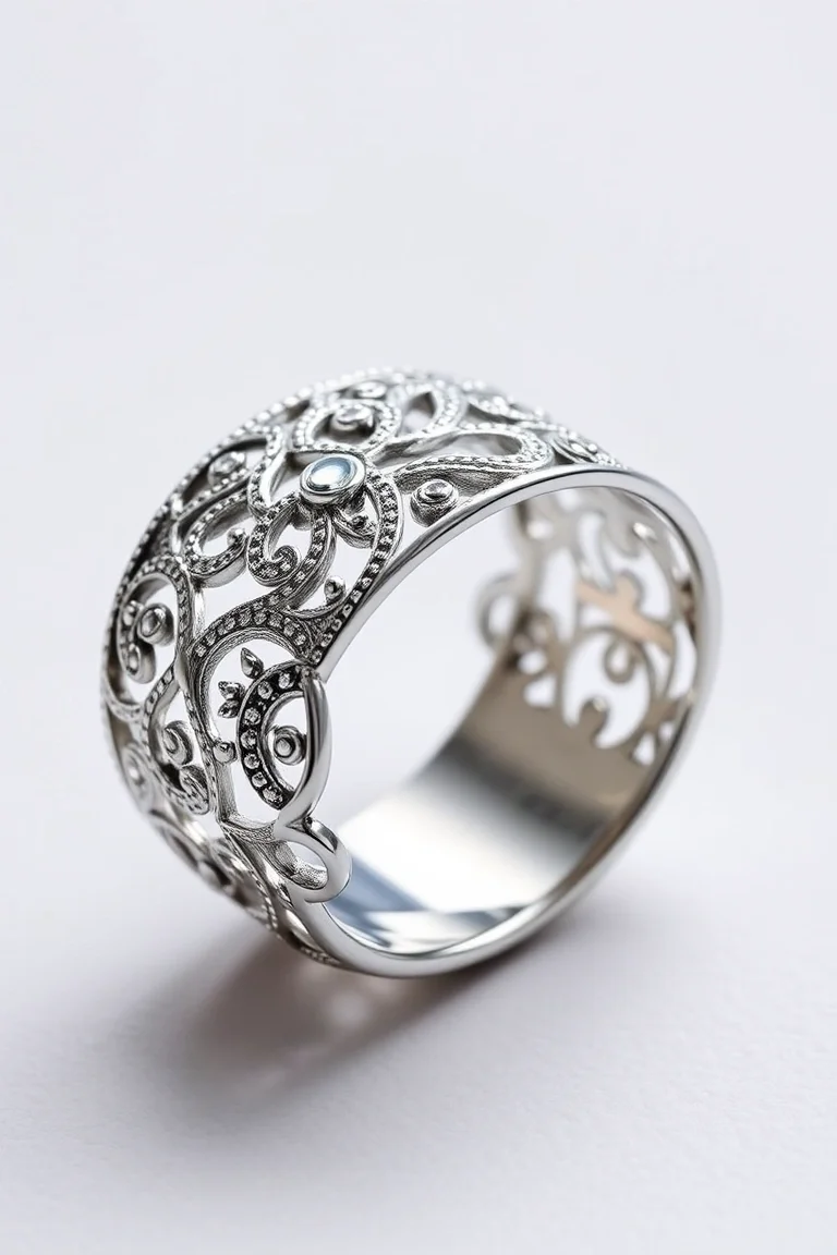 Sterling Silver Filigree Ring/Size 6