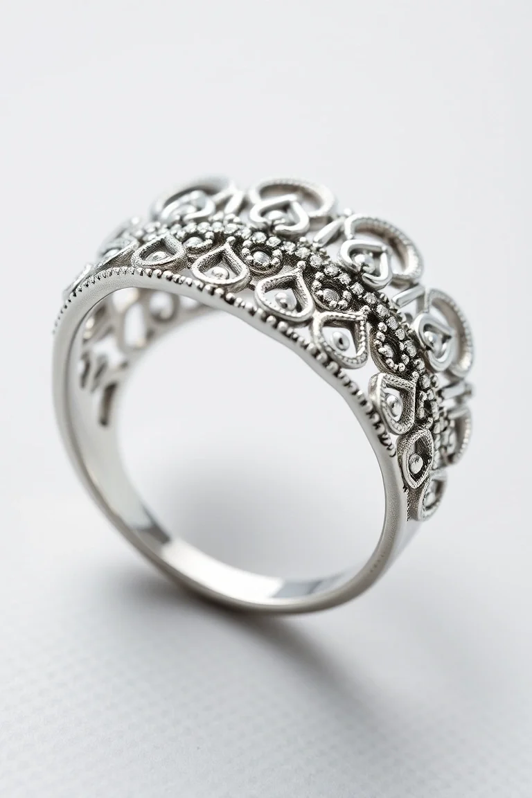 Sterling Silver Filigree Ring/Size 7