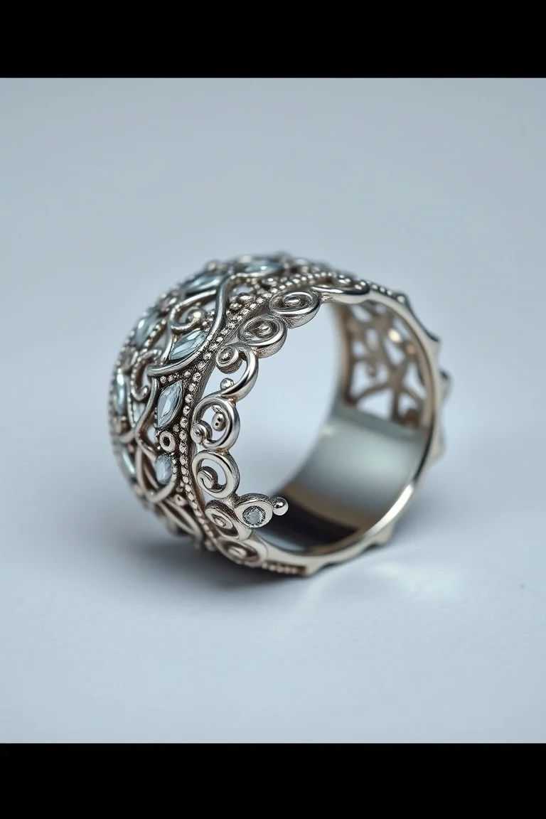 Sterling Silver Filigree Ring/Size 7