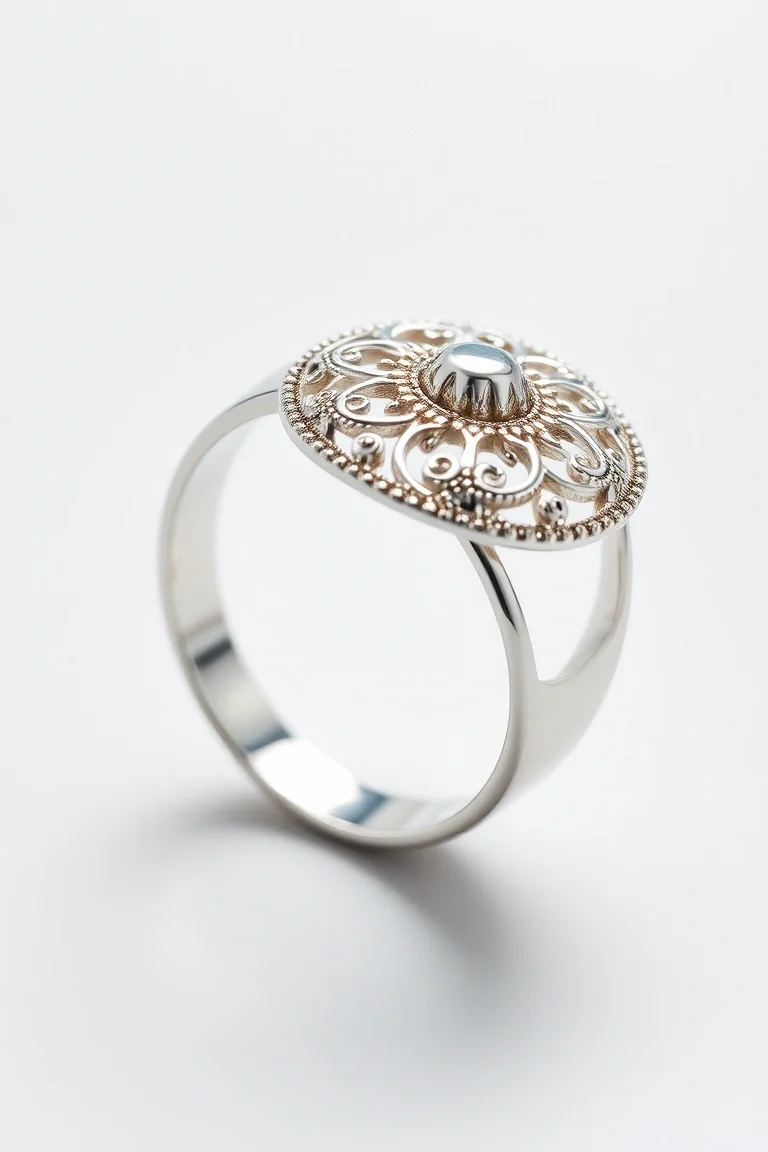 Sterling Silver Filigree Ring/Size 7