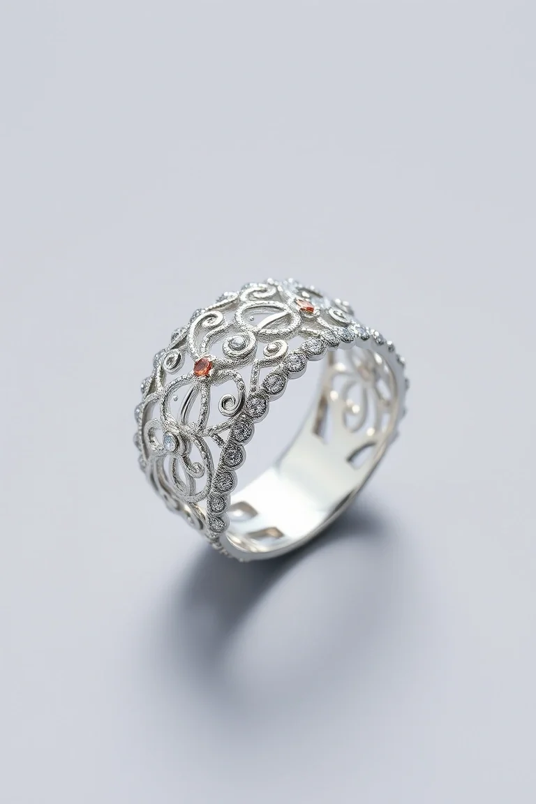 Sterling Silver Filigree Ring/Size 7