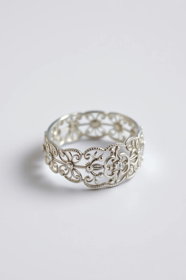Sterling Silver Filigree Ring/Size 7