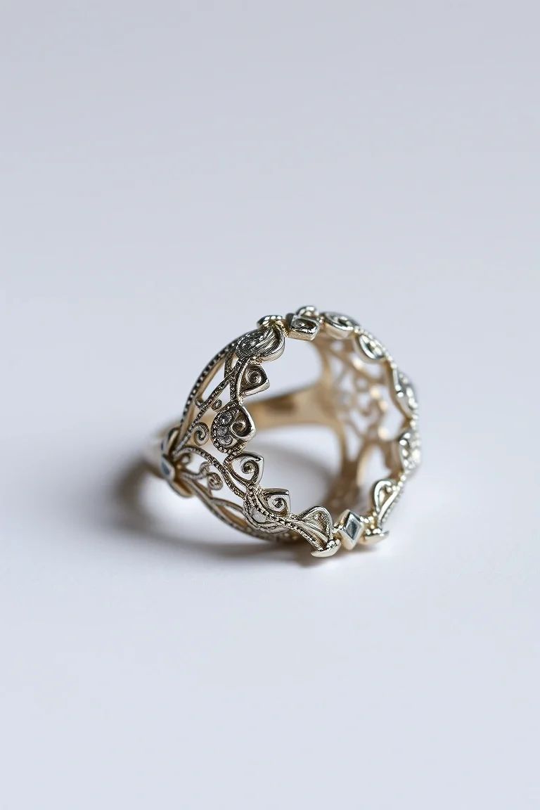 Sterling Silver Filigree Ring/Size 8