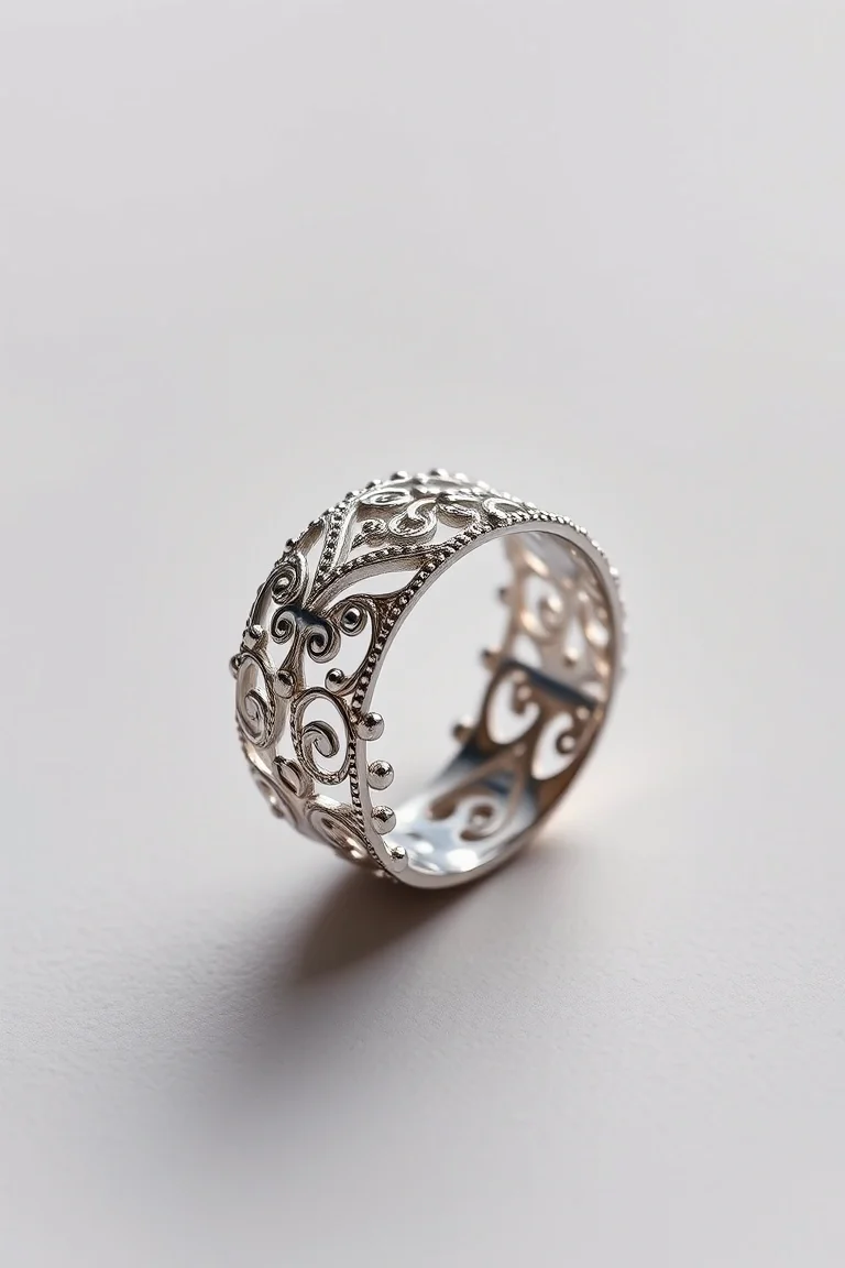 Sterling Silver Filigree Ring/Size 8