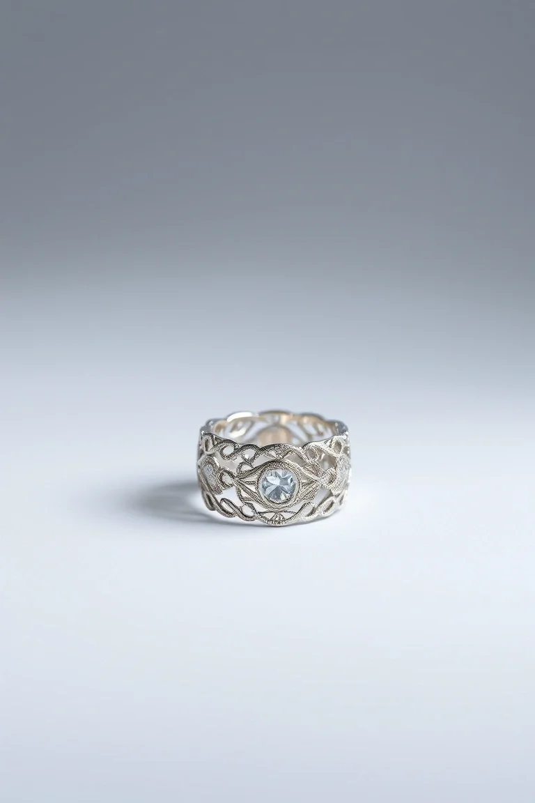 Sterling Silver Filigree Ring/Size 8