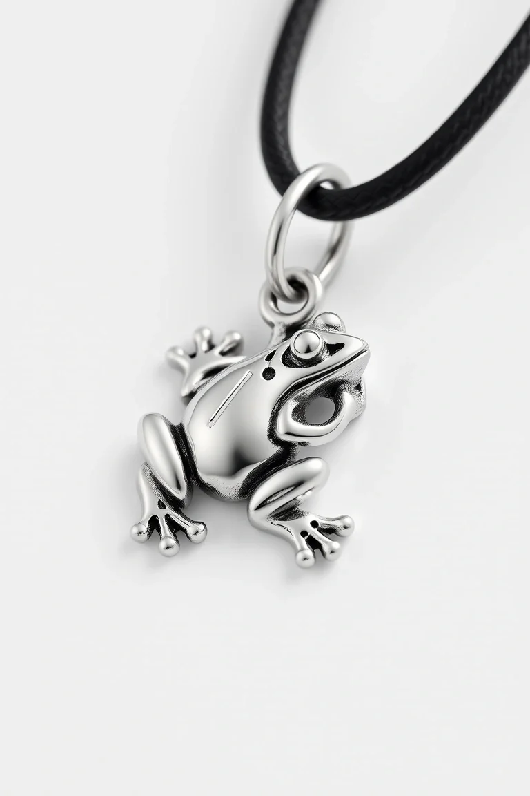 Sterling Silver Frog charm with 16in neck cord