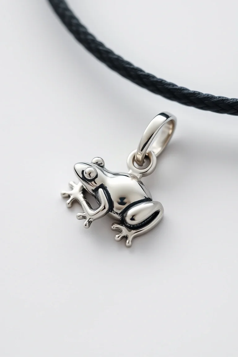 Sterling Silver Frog charm with 16in neck cord