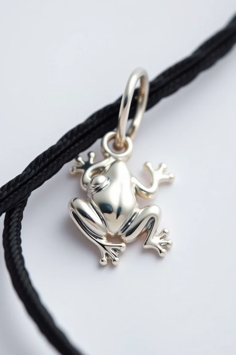 Sterling Silver Frog charm with 18in neck cord