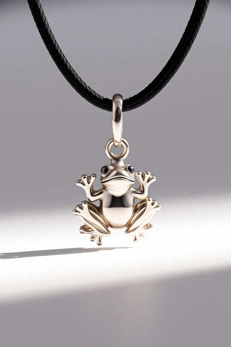 Sterling Silver Frog charm with 18in neck cord