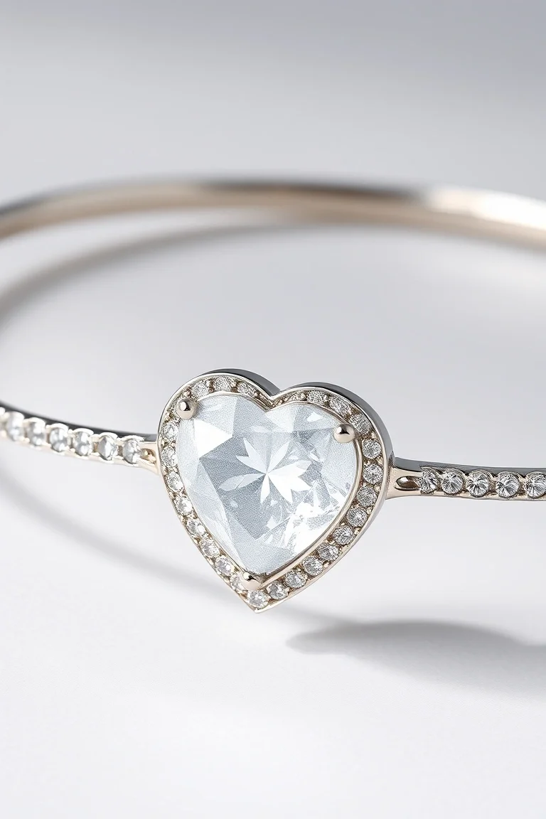 Sterling Silver Frosted Heart White Cubic Zirconium