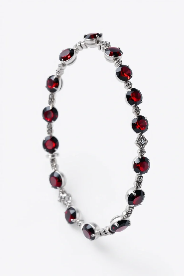Sterling Silver Garnet Bracelet