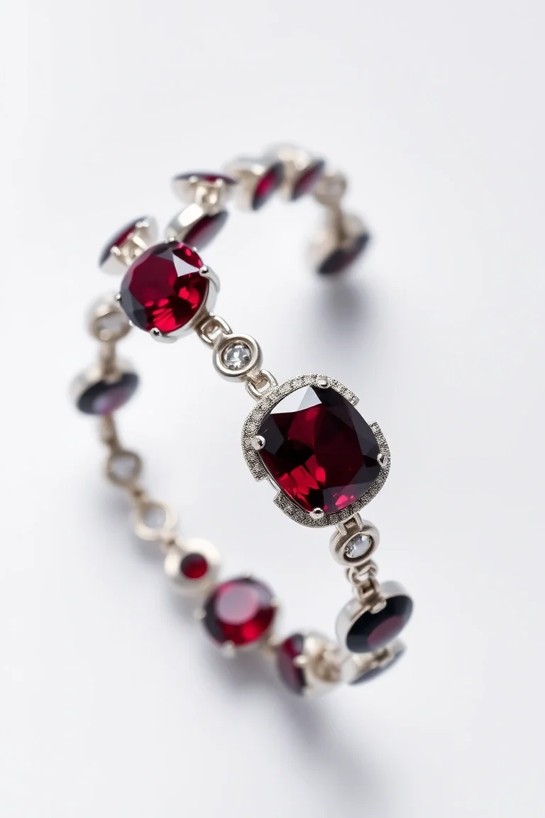 Sterling Silver Garnet Bracelet