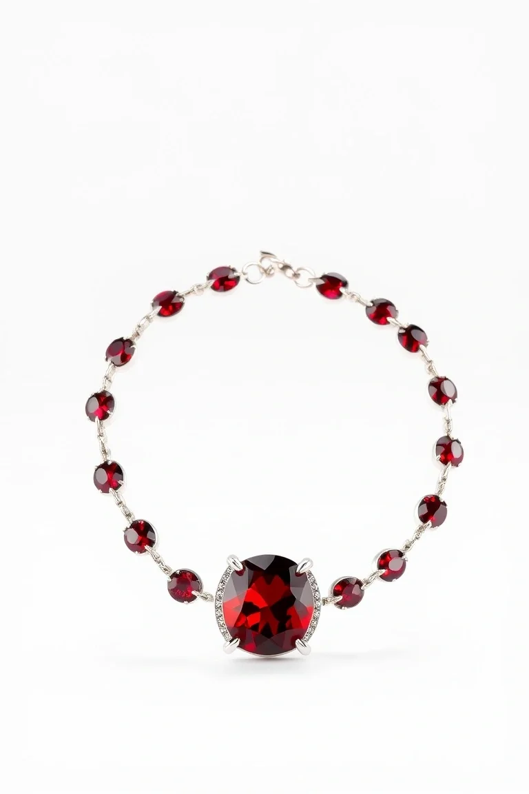 Sterling Silver Garnet Bracelet